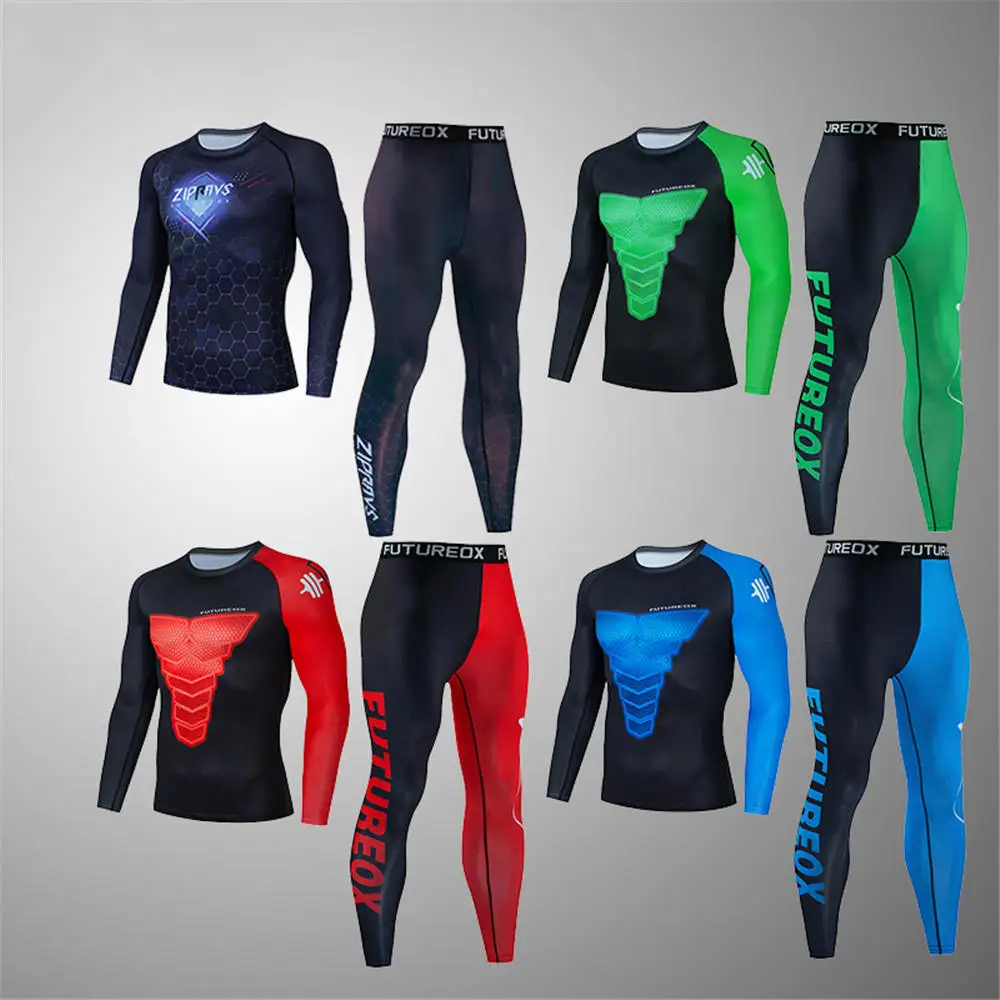 الرجال الملاكمة التايلاندية الرجال MMA كيك بوكسينغ الرياضة البدلة BJJ Rashguard تي شيرت طفح الحرس اللياقة البدنية رياضية الملاكمة جيرسي الجري مجموعة 17