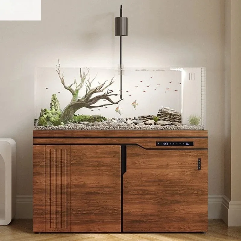 

Stream tank fish tank large living room Nanyi new ultra-white glass original ecological landscaping bottom filter aquatic plant