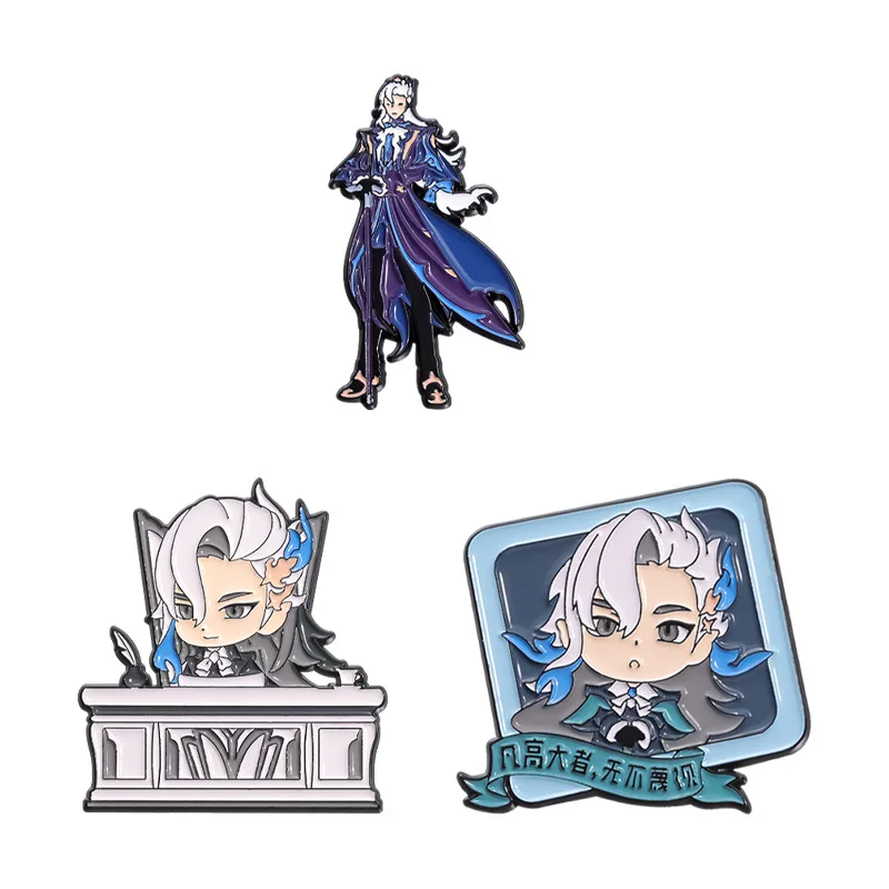 4pcs Genshin Impact Shenhe Neuvillette kawaii 금속 브로치 선물