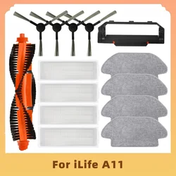 For iLife A11 Robot Vacuum Cleaner Spare Parts Main Side Brush Hepa Filter Mop Rag Brush Cover Replacements