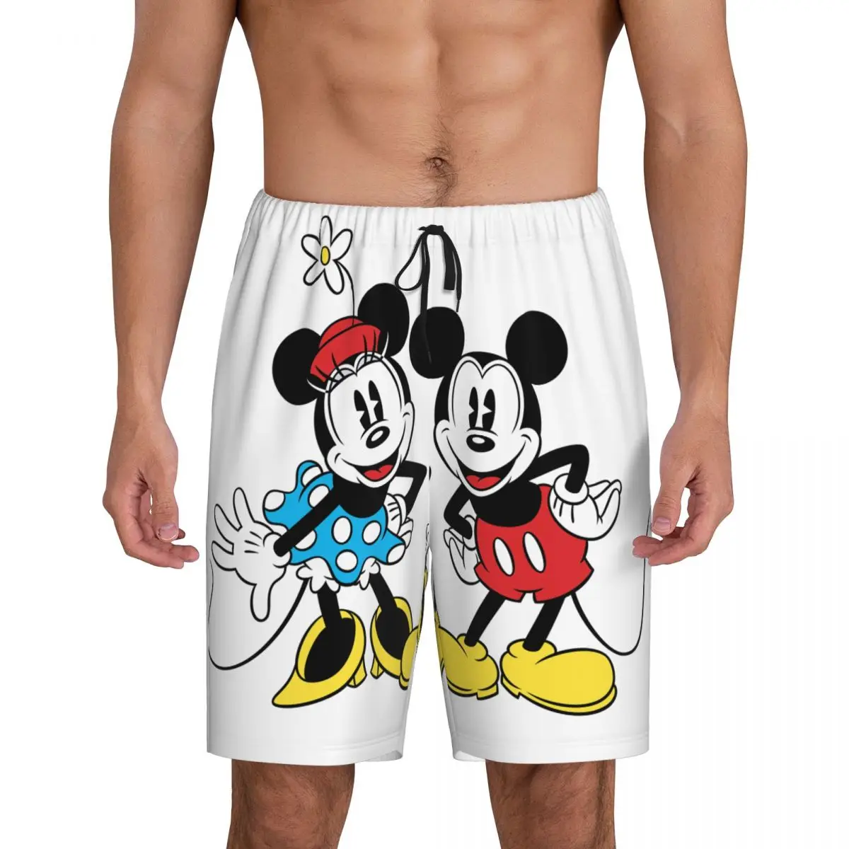 

Custom Printed Cartoon Animation Minnie Mickey Mouse Pajama Shorts for Men Sleepwear Bottoms Sleep Short Pjs with Pockets