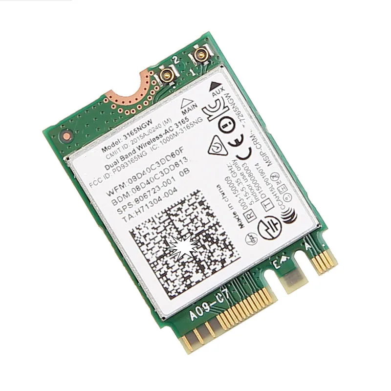 Dual Band 2.4G/5Ghz 433Mbps Wireless-AC Intel 3165 NGFF 802.11ac WiFi 3165NGW M.2 WLAN Card Bluetooth 4.0 M2 WiFi CARD