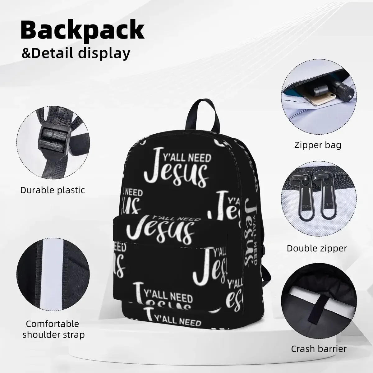 Yall Need Jesus Sacs à dos pour enfants, Sacs d'école, Sac à dos de voyage, Sac à dos initié, Portabilité, Garçons, Bol, Femme, Mode