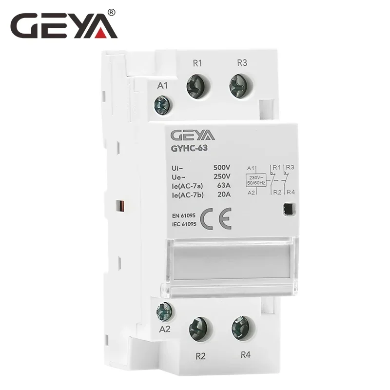 GEYA-Contactor de corriente alterna de riel Din 2P, 40A, 63A, 2NO, 2NC, 1NO1NC, uso doméstico o para Pila de carga, buena calidad