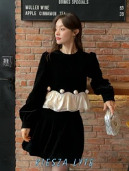 2024 Spring Autumn French Stylish and Exquisite Velvet Short Top for Women vintage clothes High quality long sleeves tops Female