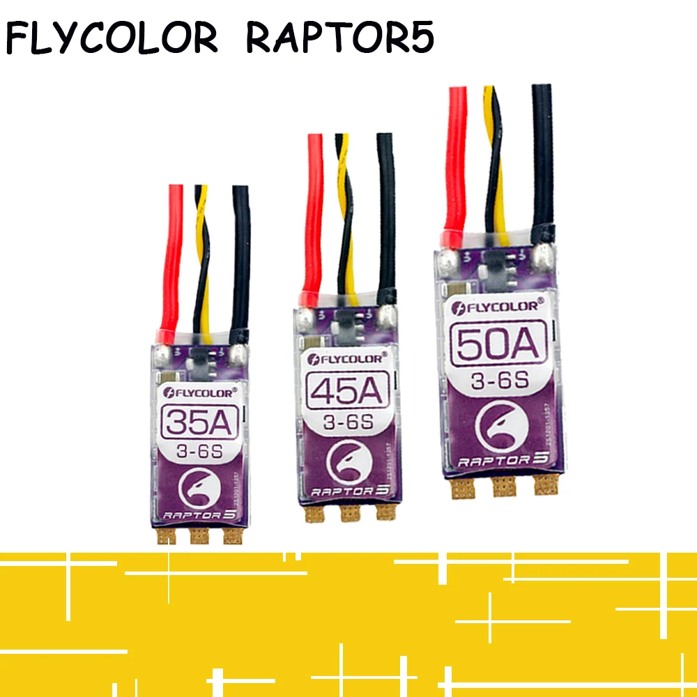 

FLYCOLOR Raptor5 Brushless ESC 3-6S Drone ESC 32Bit G701 PWM 128K Single 20A 35A 45A 50A ECS Dshot Proshot for FPV Racing Drones