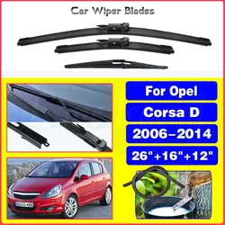 For Vauxhall Opel Corsa D 2006-2014 Car Front Rear Wiper Blades Set Windshield Windscreen Brushes Cutter Accessories 26