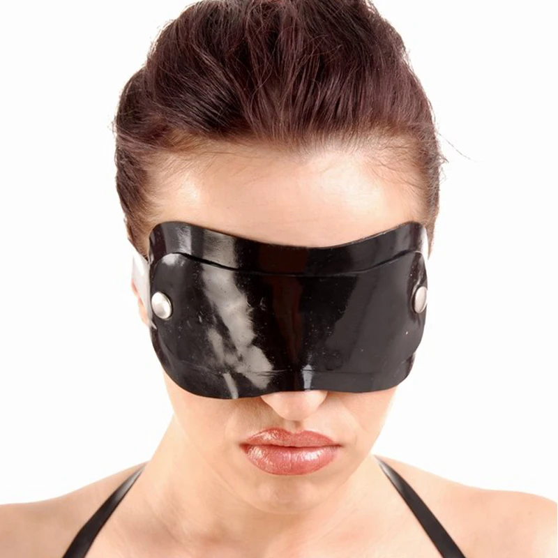 Two Layers Sexy 0.6mm Black Latex Gummi Cosplay Eye Patch Mask Rubber Eyeshade Hanmade RLM193