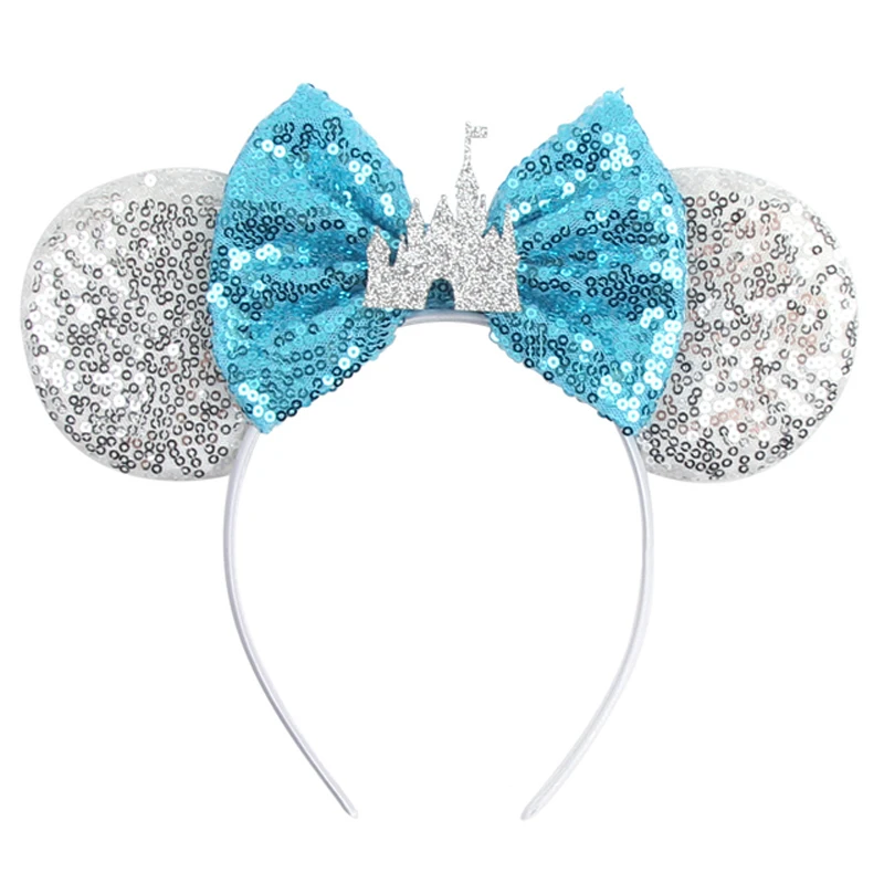 2024 Castle Fireworks Mickey Mouse Ear Headband for Adults Women Bows Hair Accessories Aladdin Hairbands Kid Girls Party Gifts