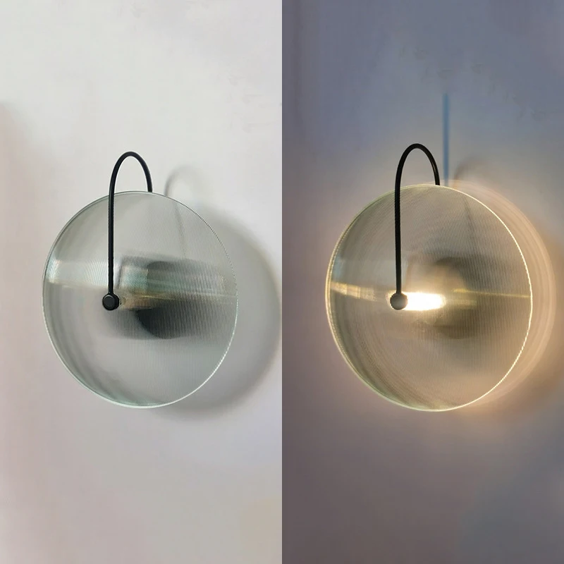 Moderna lampada da parete a Led striscia rotonda in vetro luce nordica apparecchio di illuminazione per interni soggiorno bagno comodino camera da