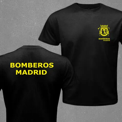 Spain Madrid Firefighter Fire Brigade Cuerpo Bomberos T-shirt Short Sleeve Casual 100% Cotton Shirts