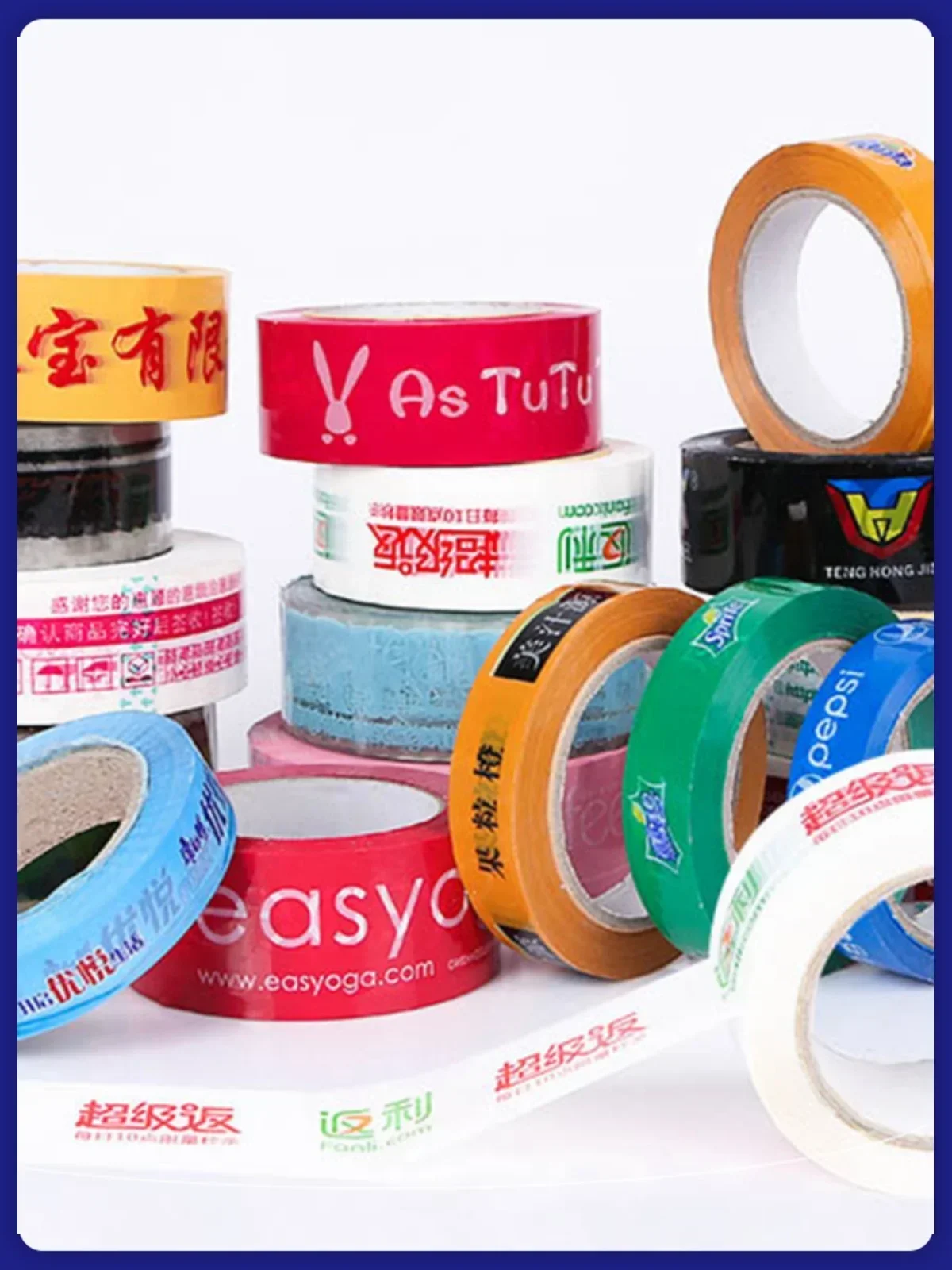 100m 10 Rolls Red Black Adhesive Tape Customized Logo Pattern QR Code Express Logistics Packing Case Seal Self Adhesive Tape