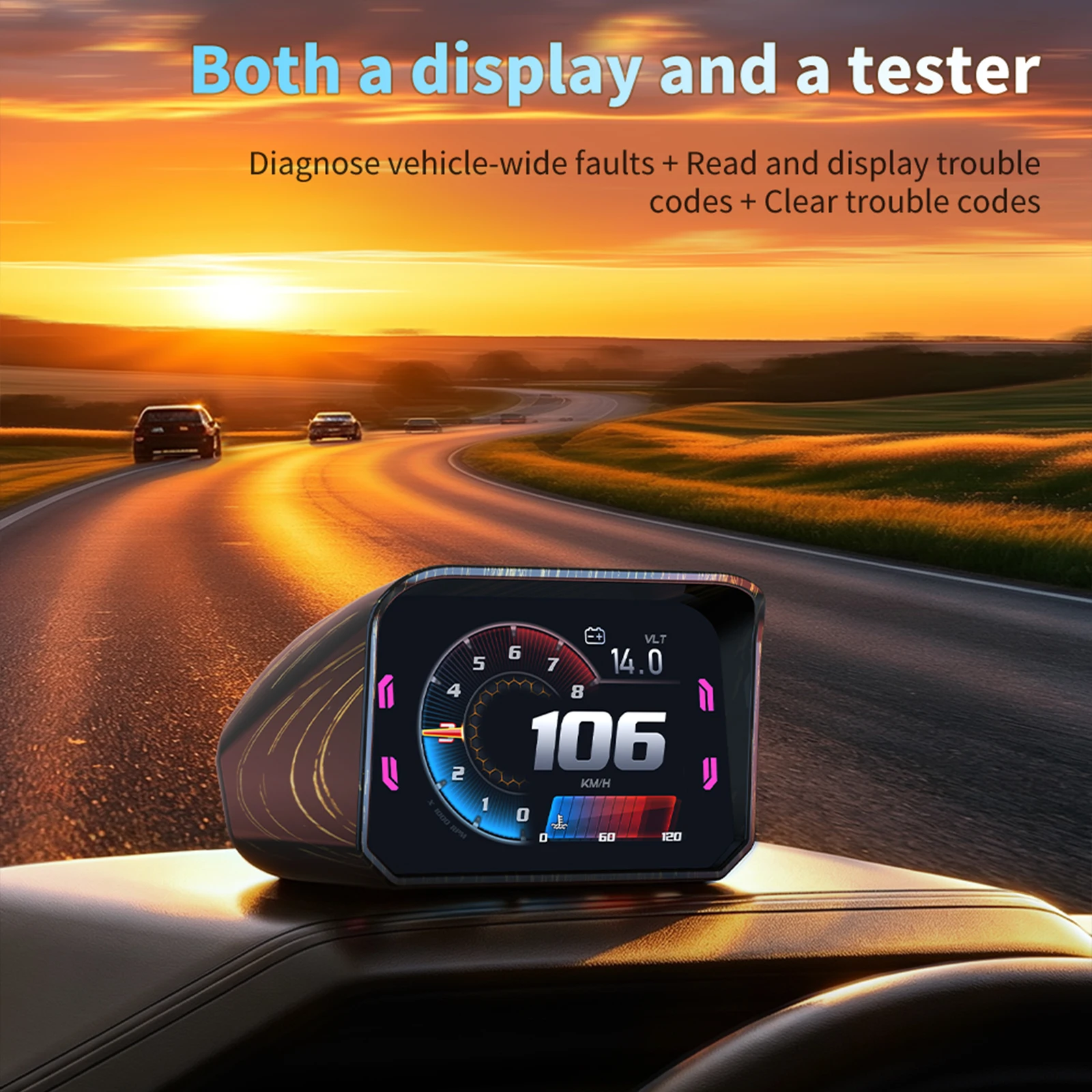 Car OBD Head Up Display OBD2 Speed Gauge RPM  Turbo Pressure Mileage Oil Temperature Air-fuel Ratio Meter On-Board Computer