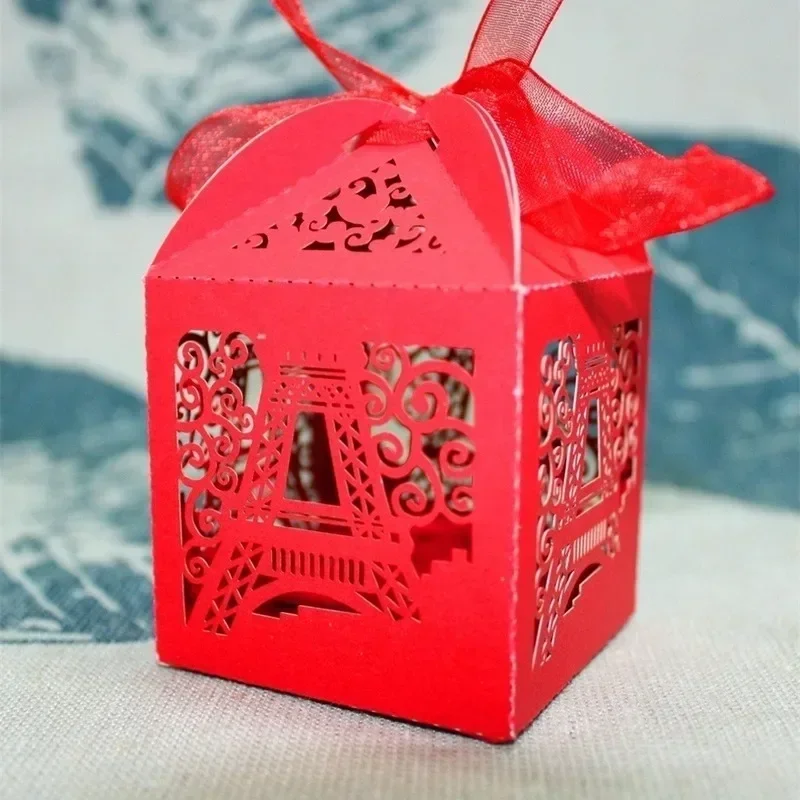 50pcs Laser Cut Eiffel Tower Wedding Party Favor Gift Boxes Candy Boxes