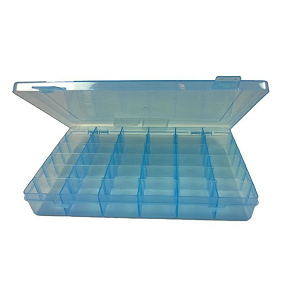 

Clear Hard Plastic 36 Grid Jewelry Organizer Box Adjustable Removable Dividers Transparent Storage Container For Earrings