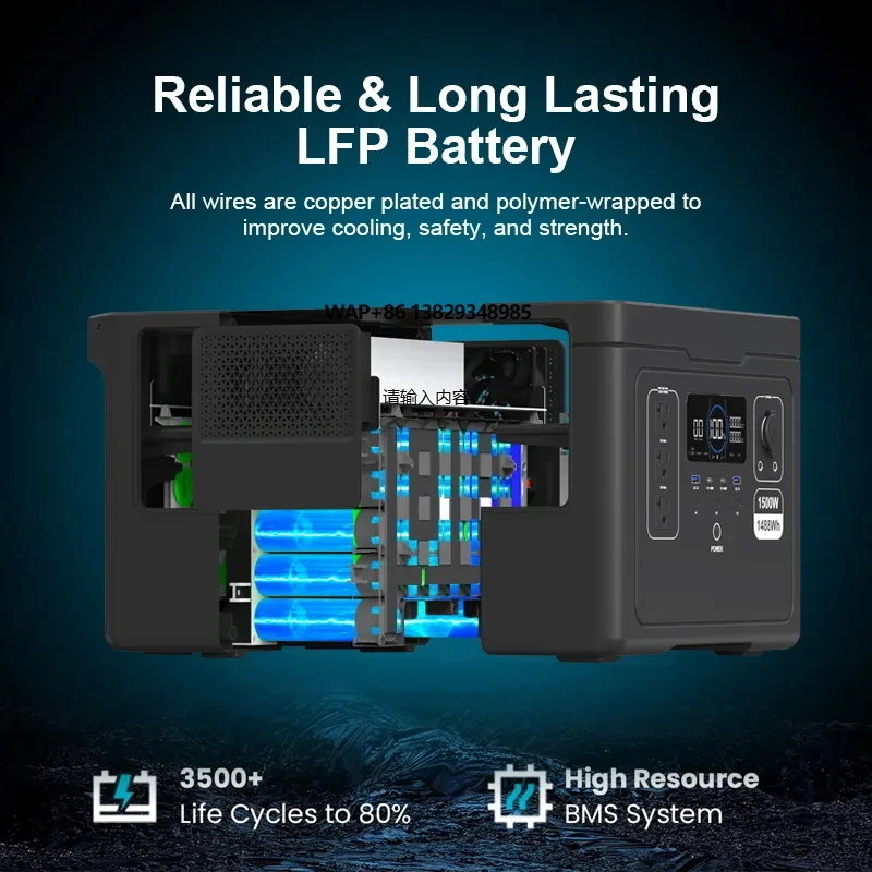 2400W Power Station LiFePO4 Solar Generator 230V European Union Plug Portable Emergency Power Station