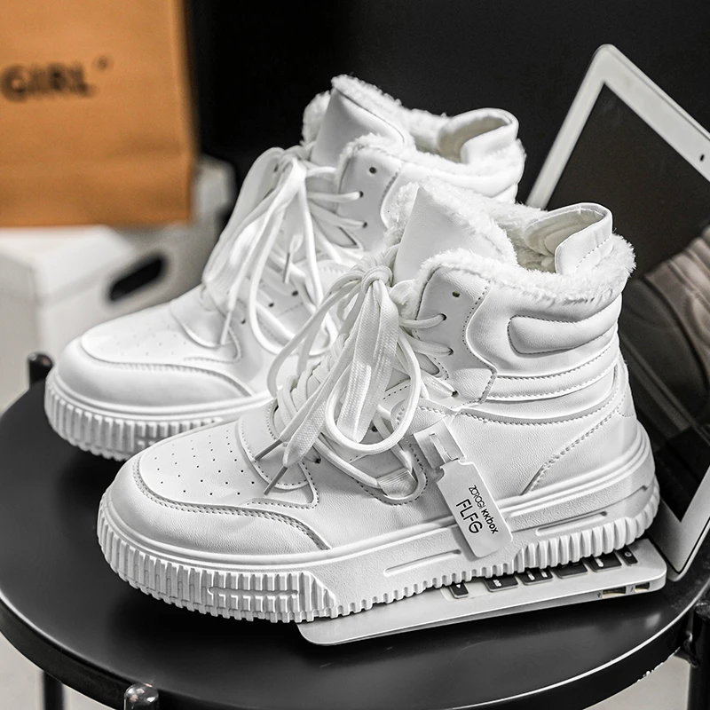 للجنسين الشتاء سكيت الدافئة حذاء من الجلد مع الفراء الرجال أحذية رياضية الراحة عدم الانزلاق ارتداء مقاومة وحيد الثلوج الأحذية الشتاء حذاء كاجوال #4