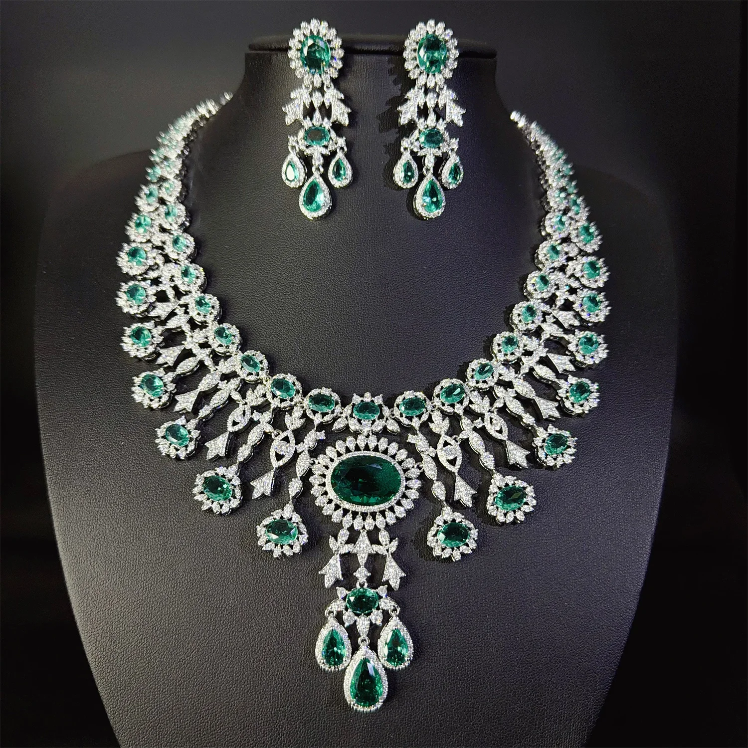 Royal Flame Blue Crystal Set  Baroque Necklace and Earrings for Gala  Queen Style  Zirona  African Jewelry Set