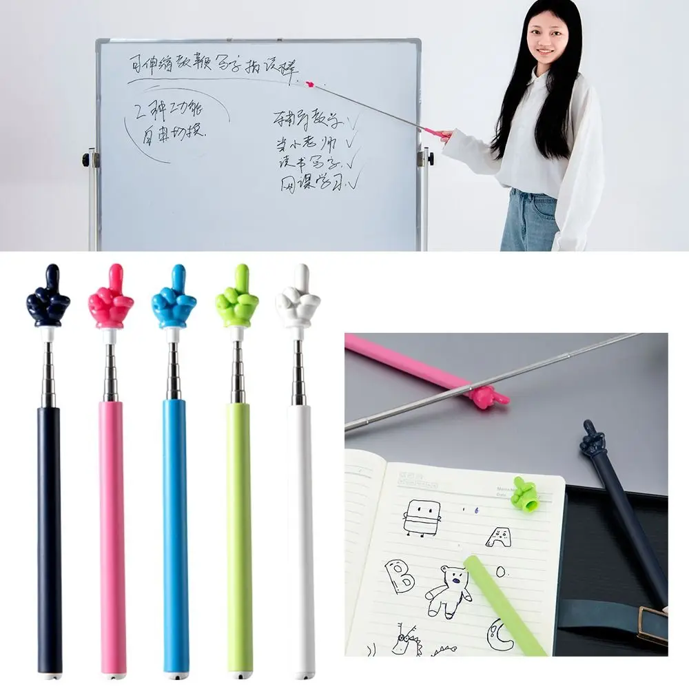 Durable Stainless Steel Teaching Pointer Finger Design Writable Teaching Stick Telescopic Rod Whiteboard Hand Pointer Teachers