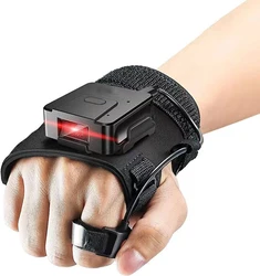 EVAWGIB 2D Bluetooth Barcode Scanner Wearable Glove Scanner Wearable1D QR Patable Wireless Bar Code Reader Finger code scanner