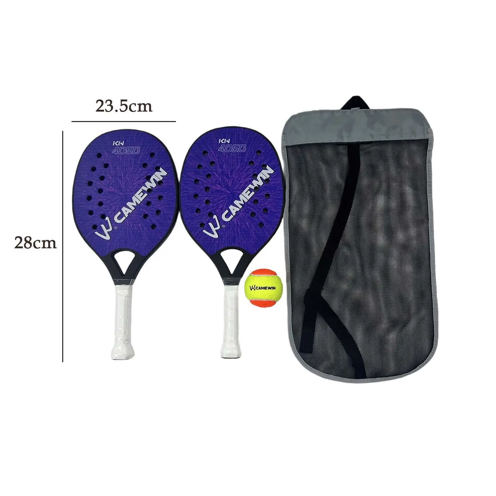 1 Pair Beach Tennis Rackets for Kids Carbon Fiber Frame Anti Slip Grip Beach