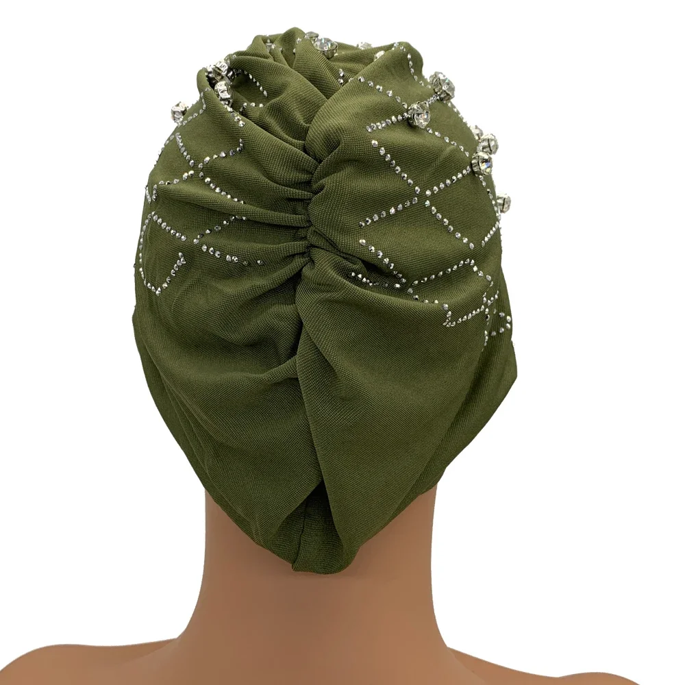 Muslim Inner Hijabs Islam Under Scarf Cap Stretchy Headscarf Bonnet Turbante Mujer Rhinestone Head Wraps for Ramadan Women