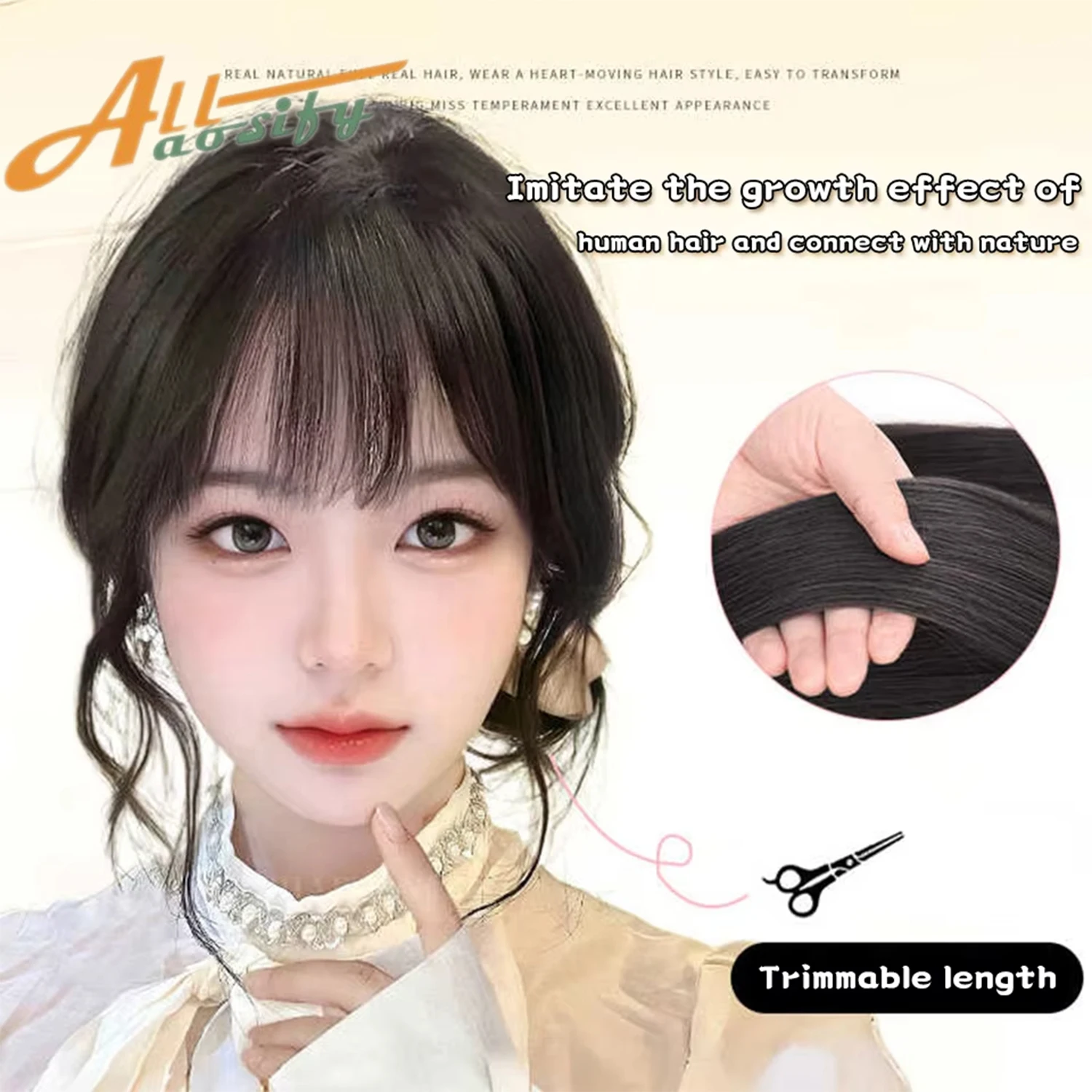 مشبك شعر صناعي في سوالف مزدوجة، شعيرات تنين، مشبك هامش أمامي غير مرئي في الشعر، غرة شعر وهمية للفتيات