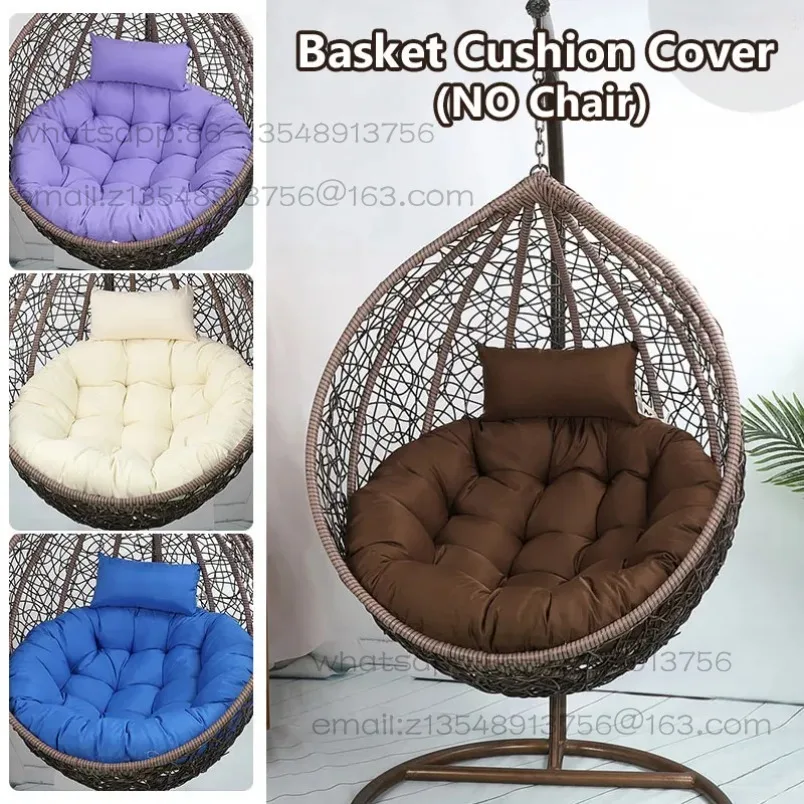 Removable and washable thickened round hanging basket cushion, bird's nest rattan chair swing hanging chair matching cushion