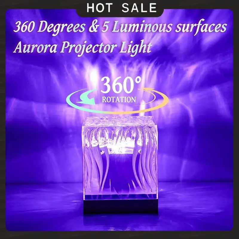

24-Hour Delivery Wall Decor Water Light Projector RGB Northern Lights Cube Lamp 16 Color With Remote Control USB Charge For Bedr