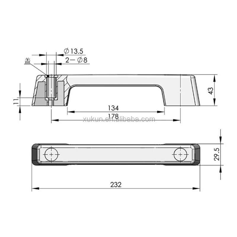 Large U-shaped handle for arch bridge-shaped cabinet panel with black plastic inner thread chassis U pull handle 10pcs