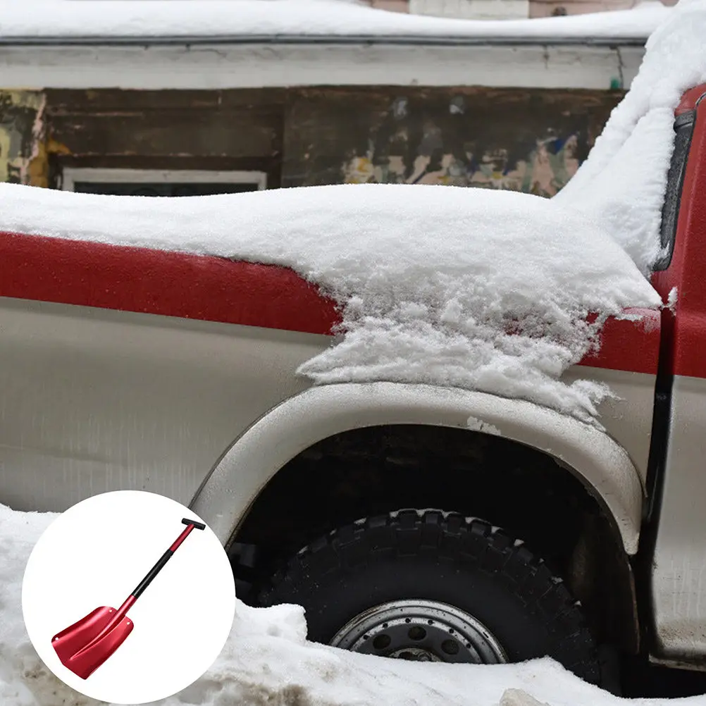

Широкая металлическая лопата для уборки снега с автомобиля со съемной ручкой для эффективного удаления льда, незаменимый элемент зимнего аварийного комплекта для улицы