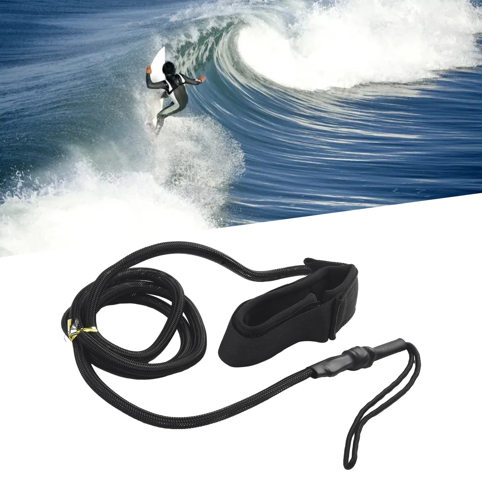 Practical Rope Surfboard Leash Leash Adheres Firmly Black Surf Leash Surfboard Paddle Leash Surfboards Useful Functional