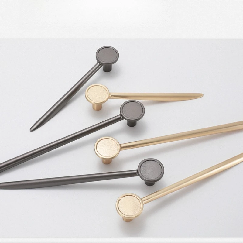 سبائك الزنك مقابض خزانة المطبخ مقبض الأثاث الرمادي درج يسحب الأجهزة الإبداعية بروش مقابض الأبواب الذهبية #2