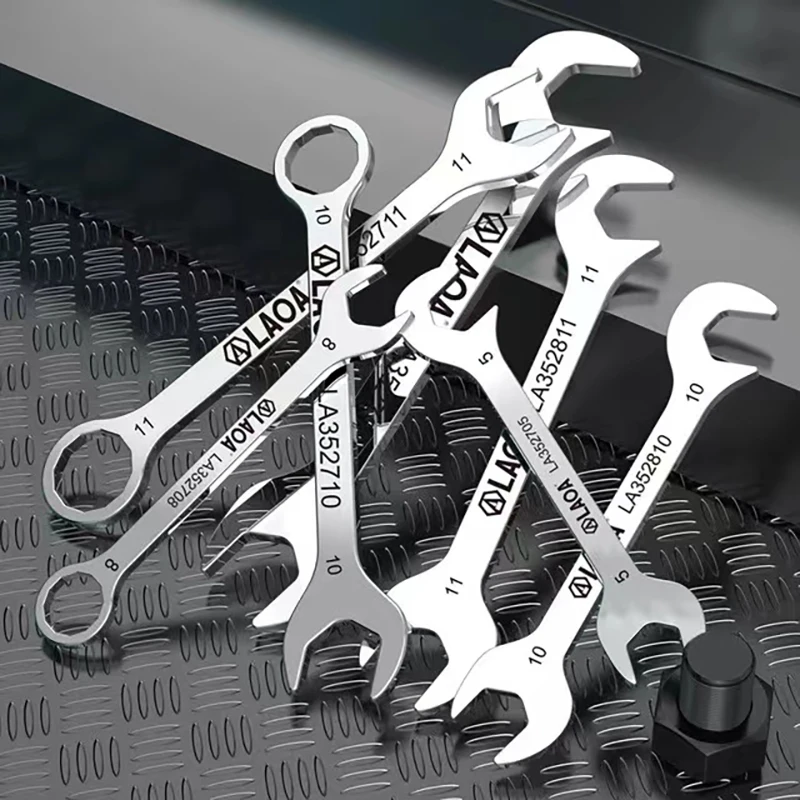 LAOA Mini Thin Stainless Steel Dual Purpose Wrench Double Open End Wrench 4-11mm Set Single Optional