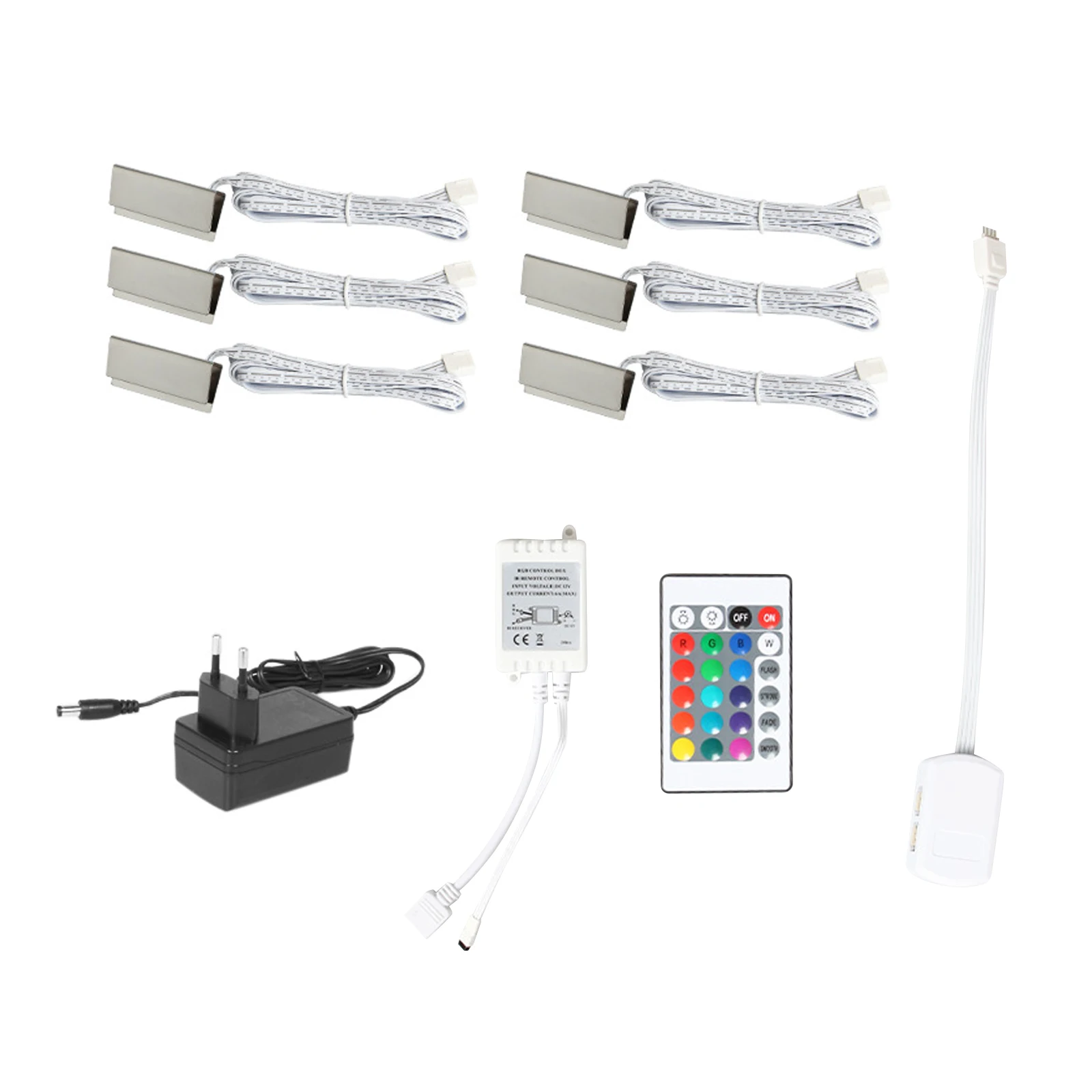 LED-clip op glazen plankverlichting onder kast Nachtverlichtingsset voor glazen randplank met afstandsbediening (6 lampjes, RGB)