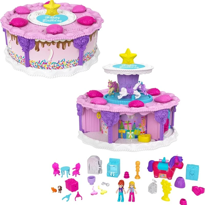 New Surprise Doll Polly Pocket  Birthday Cake Countdown Playset  Toy Set Gifts for Girls