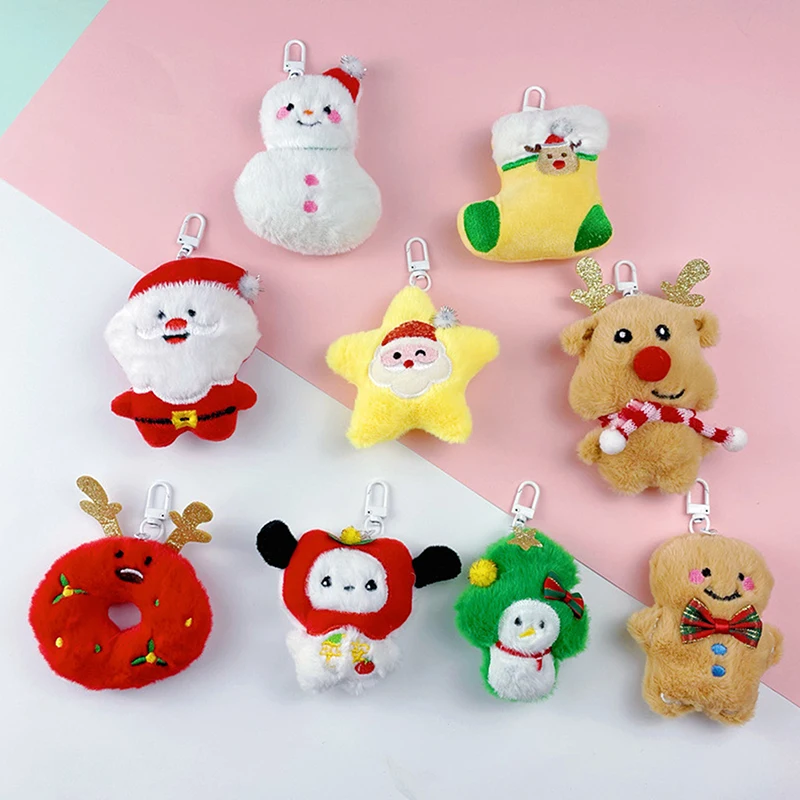 Cute Plush Christmas Series Doll Toy Keychain Pendant Accessries Backpack Hangings Decoration Gifts