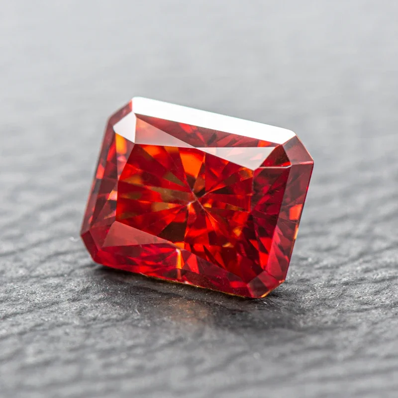 Moissanite Stone Radiant Cut Garnet Color VVS1 with GRA Certificate for Gemstone Charms Beads Top Jewelry Making Materials
