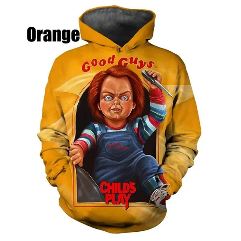 Laleczka Chucky Horror dziecięca bluza z kapturem męska odzież z nadrukiem 3D nowa w bluzach damskich Harajuku moda bluza z kapturem swetry y2k