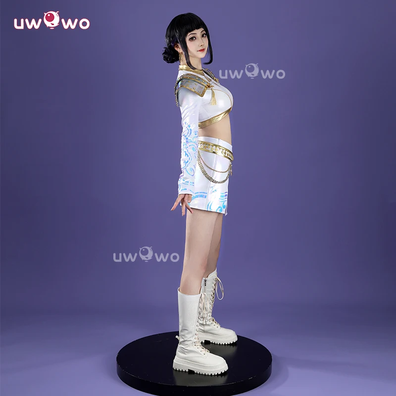 UWOWO Zoey Cosplay Collab Series: Kpop Huntrix Zoey Biały Holograficzny Kostium Cosplay na Występ XS-3XL Kostium na Halloween