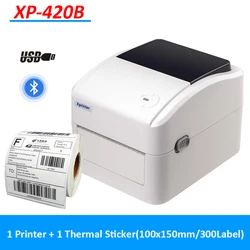 (with 1 roll Label)Xprinter XP-420B 58MM Thermal Shipping Label Printer Barcode Sticker Waybill Receipt Maker suit USB Bluetooth