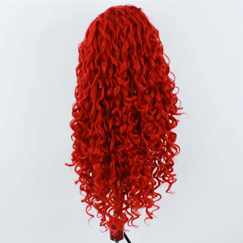 AIMEYA Kinky Curl Synthetic Lace Front Wigs Synthetic Red Hair Curl Wig for Black Women Heat Resistant Daily Party Cosplay Use