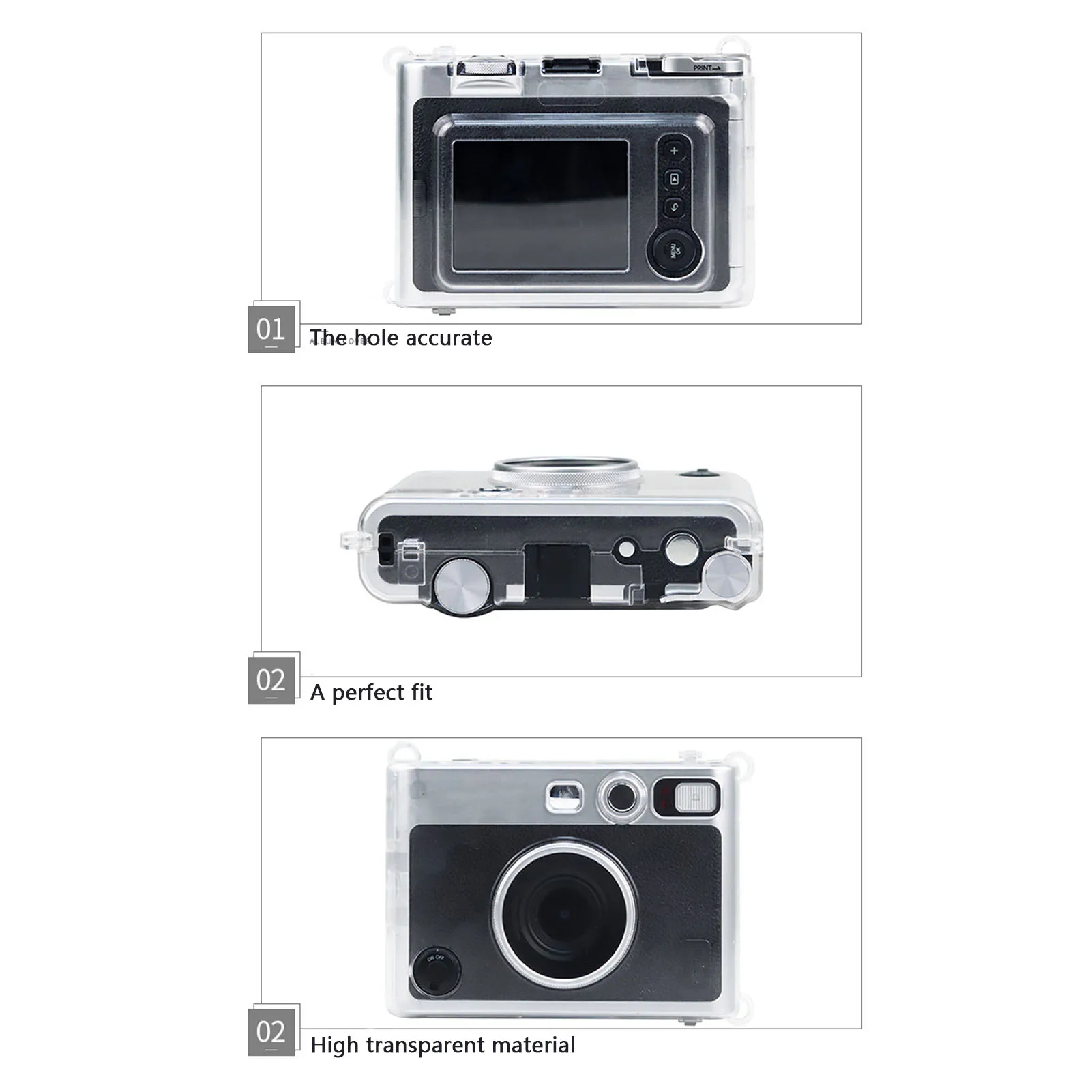 Camera Clear Case Transparent Protective Case with Shoulder Strap for Fujifilm Instax Mini Evo Camera new view 5