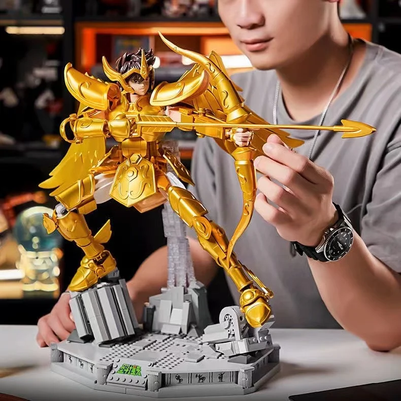 Classic Japan Anime Gold Saint Seiyas Building Brick Sagittarius Cloth Block Action Figures Assemble Model Toys Collection