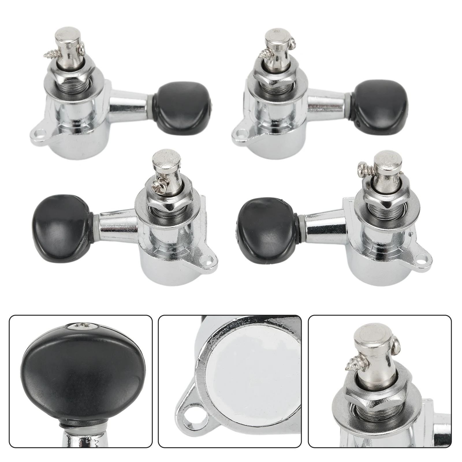 4PCS Uyukrili Small Four String Fully Enclosed Button Metal Machine Heads For Ukulele String Tuning Pegs For Replacement Parts