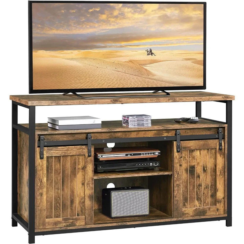 TV Stand, Entertainment Center with Storage Cabinets for 55 Inches TV, Door TV Stand with Height Adjustable Shelves TV Stands