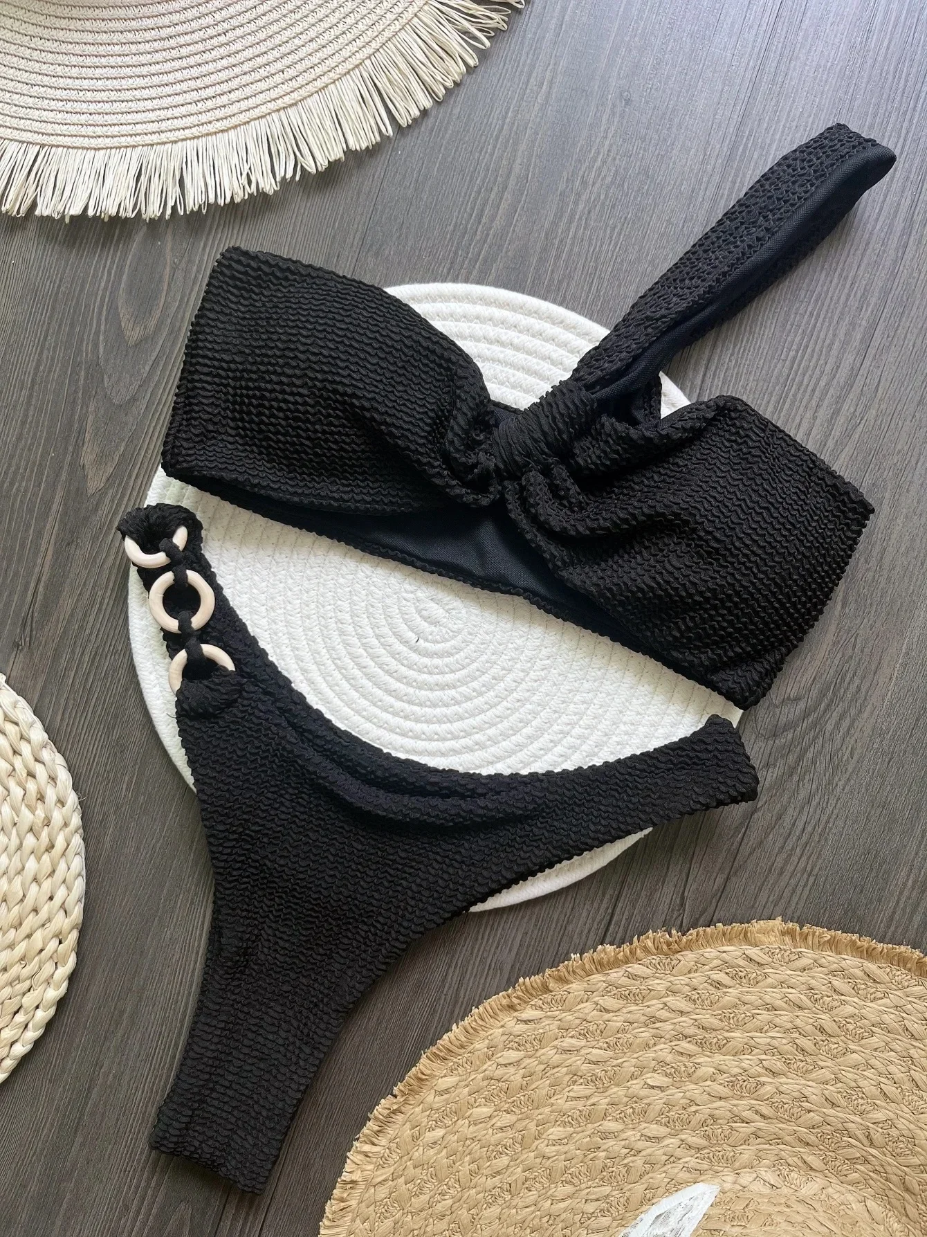RUOTONSEPT Wrinkled Crinkled One Shoulder Padded Bikini Female Swimsuit Women Swimwear Two-pieces Bikini set Bather Bathing Suit