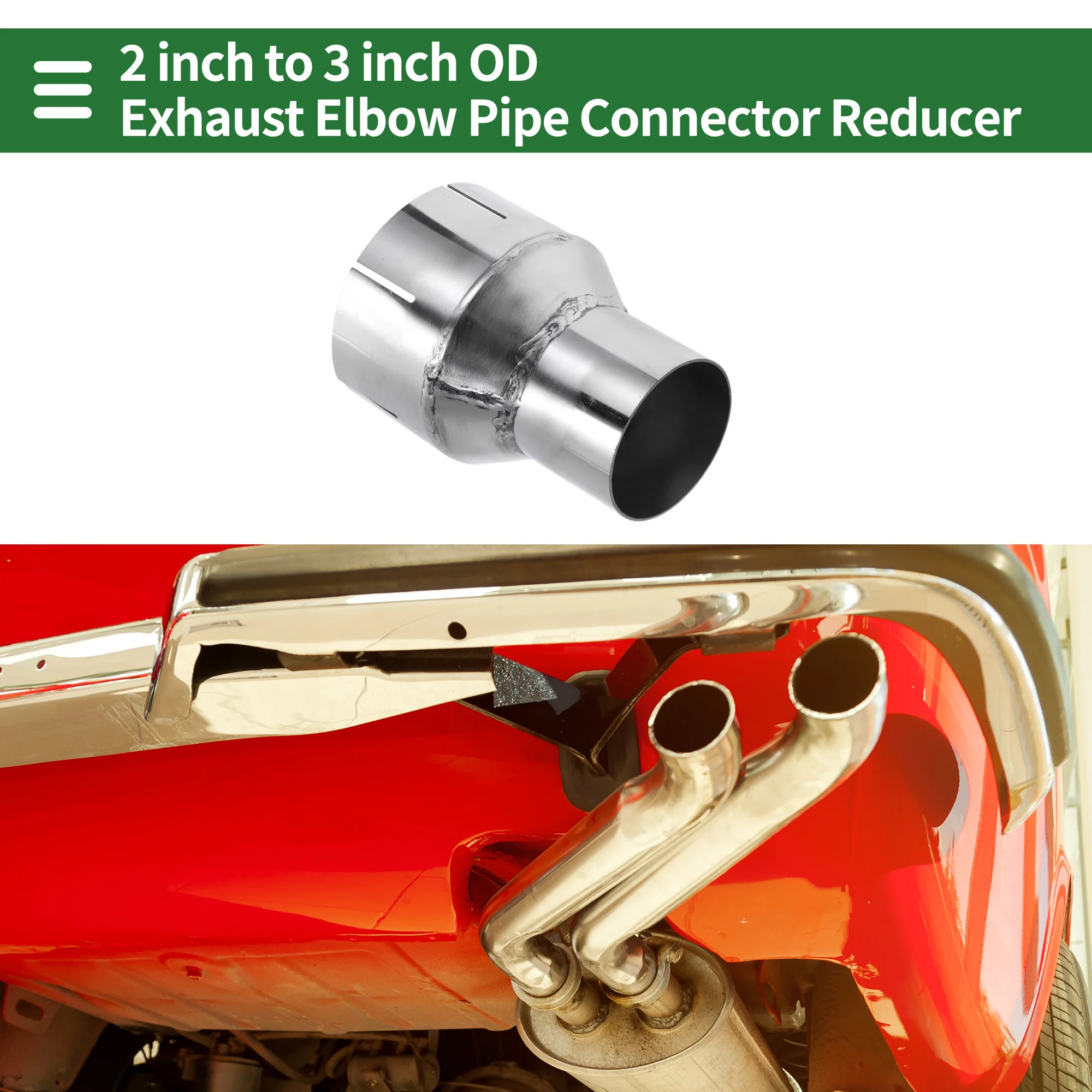 Uxcell Universele Doorn Uitlaat Bocht Elleboog Concentrische Reducer 51mm tot 76mm OD 100/127mm Lengte 201 Roestvrij Stalen Pijp Adapter