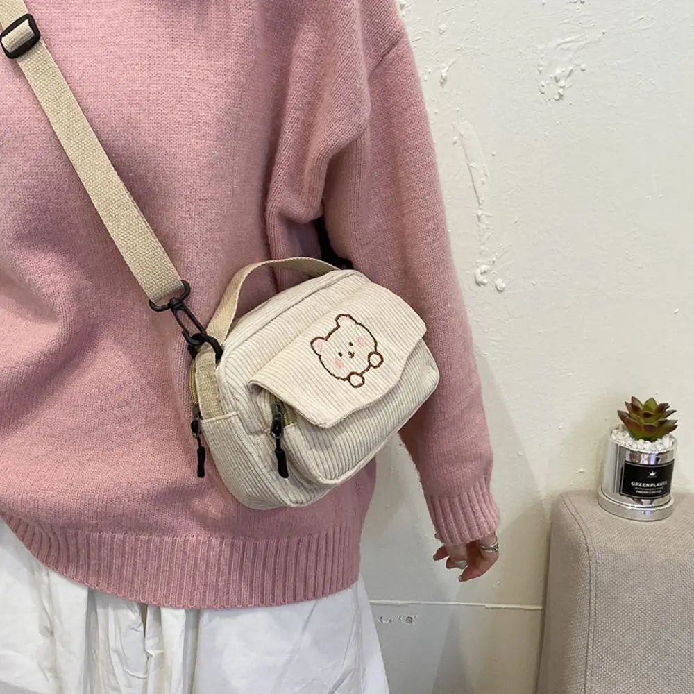 Schattige Japanse Mode Rits Effen Kleur Over De Schouder Mobiele Telefoon Tas Vrouwen Handtas Canvas Messenger Bag