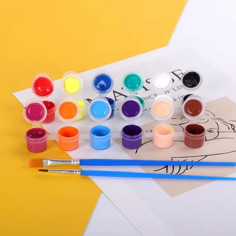 12/24 Pcs Painting Brushes Set Art Round Flat Hair Nylon Hair Paint Brush Pen for Oil Acrylic Watercolor School Art Supplies